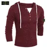Ny designer Europe och USA Stone Man Island Slim-Fit Hoodie Jumper Solid Color V-Neck Sweater Fake Two