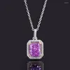 ペンダントスプリングQIAOER LUXURY 925 STERLING SILVER 8 10mm Amethyst Topazペンダントネックレス