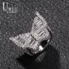 Fedi nuziali Uwin Farfalla CZ Micro pavimentato Completo Bling Iced Out Zircone cubico Moda di lusso Gioielli Hiphop Regalo 231205