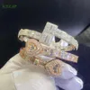 Bracciale con ciondolo quadrato Moissanite ghiacciato Bling VVS Bracciale con cuore Sier placcato oro rosa per uomo Donna Gioielli Hiphop