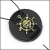 Pendant Necklaces Leather For Men Jewelry Gold Rudder Necklace Drop Delivery Pendants Dhnqi