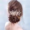 Peignes à cheveux de mariage en or Rose, feuille tendance, perle, diadème, couvre-chef de mariée, accessoires de bijoux décoratifs pour femmes, 210707210I