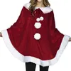 Шарфы Xingqing Рождественский костюм Накидка-пончо с шляпой Женская роскошная шаль Санта-Клауса на шнуровке Вечеринка Праздничный костюм для косплея 231204