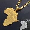 Anniyo Silver Color Gold Color Africa Map with Flag Lendant Chain Stainlaces Jewelry African Maps for Women Men #035321p246z