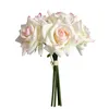 Flores decorativas grinaldas simulação 5 cabeça bordas enroladas rosa buquê real toque flores artificiais casamento flores decorativas mão segurando buquê falso 231205