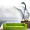 Novo personalizado 3d lindo romântico lindo lago de cisnes tv decoração de parede papel de parede pintura para paredes 3 d para sala de estar 261b