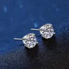 Stud Real Moissanite Earrings 14K White Gold Plated Sterling Silver 4 Prong Diamond Earring For Women Men Ear 1ct 2ct 4ctStudStudS2831