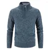 Pulls pour hommes Pull à col mi-haut Chemise de fond Slim Zip Knit Pull de couleur unie