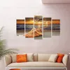 Dipinti Al Mare Tramonto Pittura Diamante Fai Da Te 5D Cinque Pezzi Completo Trapano Tondo Serie Paesaggio Kit Decorazione Della Casa Regali 231205