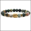 Bracelets de charme Agat Bracelet en pierre naturelle Perles de tête de léopard Stretch Drop Livraison Bijoux Dhupp