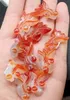 Certified 10Pcs Natural Fine White/Red Agate Chalcedony Hand-Carved Fish Pendant