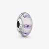 Nowy przylot 925 Sterling Srebrny Butterfly Pink Murano Glass Charm Fit Fit Oryginalny Europejski Urok Bransoletka Modna Akcesoria 239i
