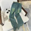 Women's Jeans High Waisted Rough Edge Retro Mini Horn Denim Trousers Spring Autumn Street Style Chic Female Slim Bell-bottoms