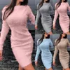 Casual Dresses Long Sleeve Plus Size Dress Solid Color Women Bodycon Autumn Winter Sweater Fluffy Kee-length