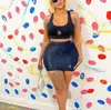 Women Two Piece Dress Summer New Fashion Letter Print Sleeveless Tank Top Crop And Mini SKirt Set Sexy Bodycon Matching