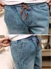 Men's Jeans Mens Denim Men Drawstring Slim Fit Joggers Stretch Elastic Jean Casual Pencil Pants M-XL