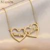 Twee harten ketting aangepaste twee naam kettingen gepersonaliseerde sieraden paren ketting minnaar man vrouw naam Valentijnsdag G246m