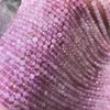 Lose Edelsteine Farbverlauf rosa Madagaskar Rosenquarz rund facettiert 3/4 mm Perlen Natur zur Herstellung von Schmuck Halskette 36 cm FPPJ Großhandel