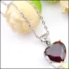 Wedding Jewelry Sets Luckyshine 925 Sliver Heart Cut Red Crystal Zircon Jewelry Set Woman Charm Earring Pendants Rings Bracelet Best V Dhvpx