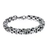 Silver Byzantine Square Box Link Chain Bracelet Stainless Steel Jewelry for Mens Cool Gifts 8mm 8.66inch n1460