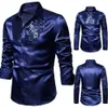 Men's Casual Shirts s Men'S Shirt Solid Color Long Sleeve Shiny Sequins Buttons Stage Business Nightchlub Shirt 231205