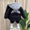 Down Coat Boys' Winter Cotton Coat 2023 New Children's Thickened Down Cotton Coat Jacket Top Trendy Baby Hooded Mid length Cotton Coat Q231205