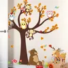 Decoração de parede floresta árvore ramo folha animal dos desenhos animados coruja macaco urso veado adesivos de parede para quartos de crianças meninos meninas crianças quarto decoração de casa 231204