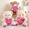 Bambole di peluche Cartoon Love Teddy Bear Toys Kawaii 3 colori farciti matrimonio decorare bambini fidanzata regalo di compleanno 231205