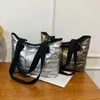 Вечерние сумки Зимняя большая сумка Женская сумка на пуху с мягкой подкладкой Большая вместительная женская однотонная стеганая клетчатая нейлоновая сумка на плечо 231205