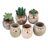 6 pçs / conjunto cerâmica coruja pote suculento planta cactus vaso de flores recipiente plantador bonsai potes h99f 210615273a