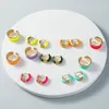 Hoop Earrings A Pair Stainless Steel Jewelry French Colorful Enamel Rounded Tube Dripping Oil U-type For Women