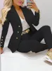 Dwuczęściowe spodnie kobiet Blazer Blanc wchodowe pour femme veste formelle manches lonGues Costume d'Affares pour femme tenue de biuro nouveau 2 sztuki 231205