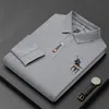 Polos masculinos primavera e outono manga longa polo camisa moda casual clássico bordado turn-down colarinho respirável roupas masculinas 231205