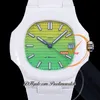 AMGF AET 5711 Miyota 9015 automatisch herenhorloge 40 mm witte keramische kast Hawaii Sunset getextureerde geelgroene wijzerplaat Rubber Super Edition horloges Reloj Hombre Puretime A1