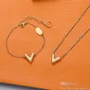 Mode ketting Designer Sieraden Dames Luxe cadeau liefde 14k gouden ketting letter hanger Kettingen en armbanden met letters voor te196r