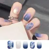 False Nails Y2k Style Fake Moonlight Staining Gradient Blue Color Press On Full Cover Safe Material For Women Girls