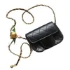 Lady Letter Waist Bag Black Leather Classic Simple Adjustable Chain Luxury Designer Mini Messenger Bag Fashion Lipstick Earphone Key Case Coin Purse