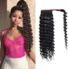 Synthetic Wigs Deep Wave Wrap Around tail Human Hair Brazilian Tail Remy Hair Clip In tail s For Women 150g 231204