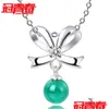 Pendant Necklaces Korean Version Of The Jewelry With Diamonds Jade Necklace Net Red Bow Ruby Chalcedony Green Agate Female Crystal D Dhalz