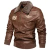 Men's Outerwear Coats Leather Cross border winter new casual fashion oversized men's plush and thick men's leather jacket European and American motorcycle clothing