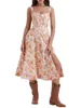 Robes décontractées Springcmy Femmes Summer Midi Robe sans manches Low Cut Floral Print Flowy A-Line Sortant Sundress