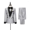 Ternos masculinos 2023 marca terno de casamento dos homens conjunto fino ajuste jantar baile noivos vestido smoking personalizado cinza negócios blazer na moda homem jaqueta calças