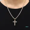 Collier pendentif croix en pierre de diamant brillant, bijoux plaqué platine pour hommes et femmes, cadeau d'amoureux pour Couple, bijoux religieux 257s