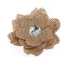 Decoratieve bloemen 5 stuks kristal jute jute roos voor kerst bruiloft decoratie (bruin)