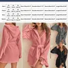 Women's Sleepwear Autumn Winter Women's Warm Robes Soft and Comfortable Pajamas Solid Color Plush Versatile Pocket Bathrobe Homewear S-2XL 231205