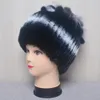 Beanieskull Caps Fashion Fur Hats for Women Winter Real Rex Rabbit Hat Fox Fur編み女性温かい雪キャップレディースエレガントプリンセスビーニーキャップ231205