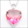 Bröllopsmycken set LuckyShine Wedding Jewelry Set 925 Sier Bi Colored Tourmaline Heart Zircon Fashion Earring Necklace Pendants For DHWNP