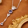 Designer-Kollektion Stil 925 Sterling Silber Ohrringe Halskette Dame Frauen Inlay Diamant Rosa Blau Grün Kubikzircon Quaste Rose Blume Anhänger Schmuck Sets