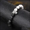 Bracelets de charme Bracelets de charme en gros mode femme homme placage or chaîne chaîne bracelet cristal lave pierre squelettes oeil de tigre Je Dh5Do
