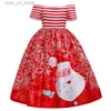 Abiti per ragazze 4 6 8 10 12 14 anni Girls Girls Christmas Party Abiti da principessa per ragazze Cartunato carino Babbo Natale Abito Snowflake Abito per bambini abiti T240415